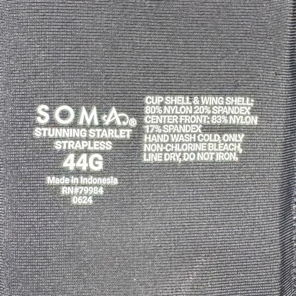 SOMA / black stunning starlet strapless full coverage bra / 44G NWT - Picture 6 of 7